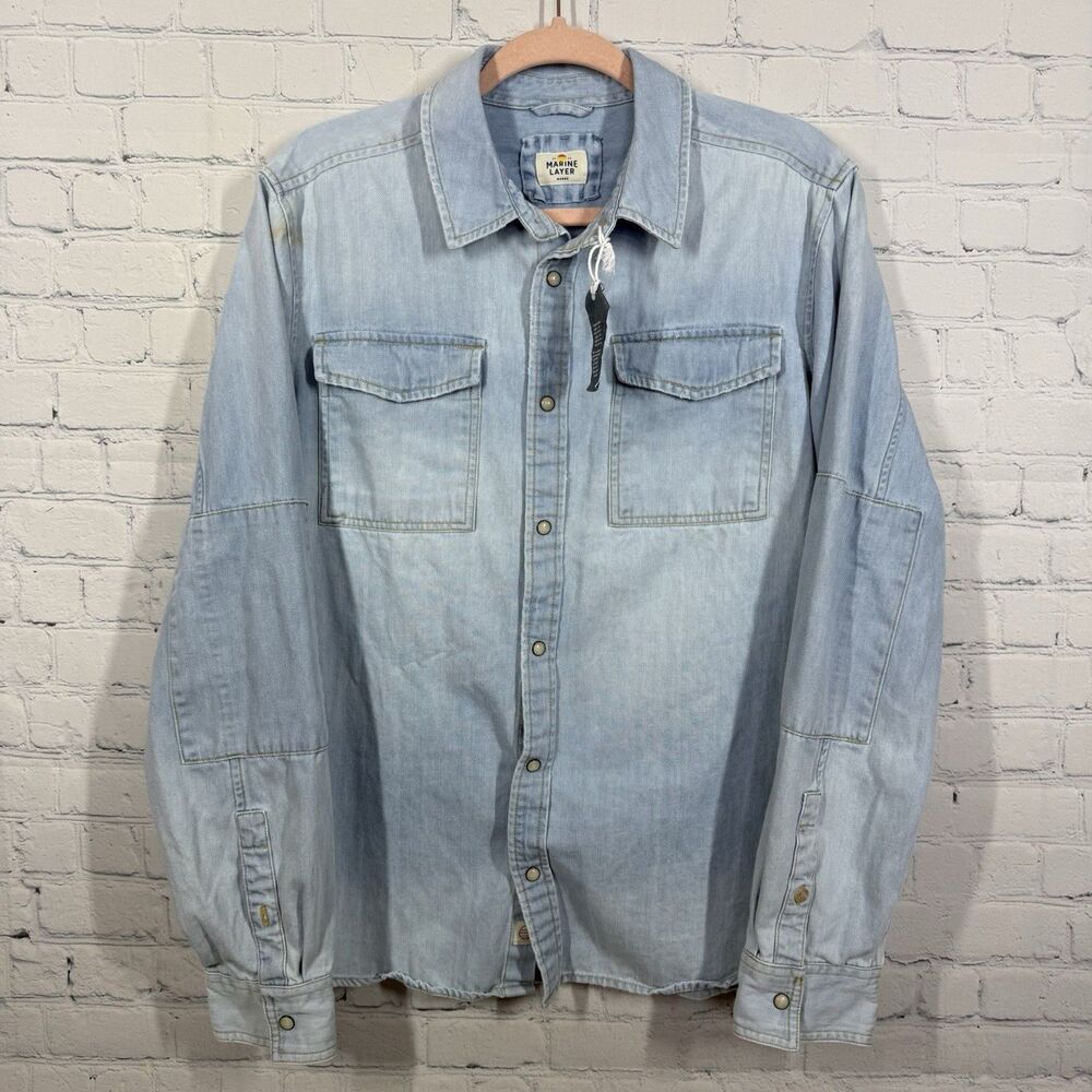 Marine Layer Light Blue Casual Button Down Shirt